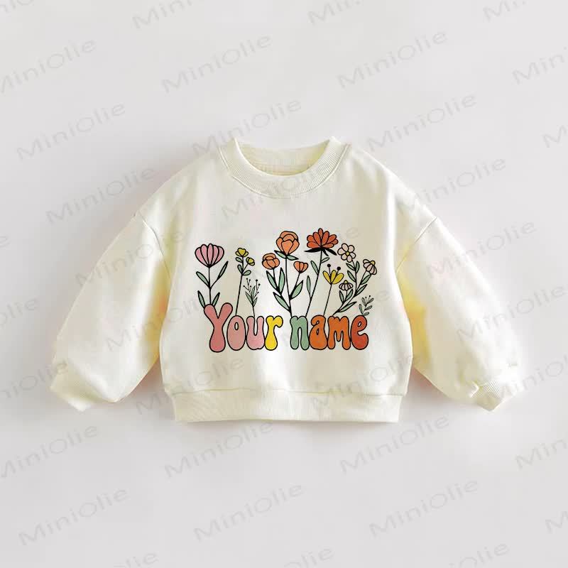 Print Your Name Flower Baby Toddler Girl Personalized Sweatshirt - image 1