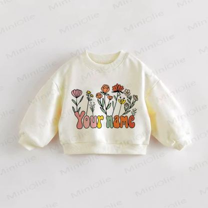 Print Your Name Flower Baby Toddler Girl Personalized Sweatshirt - image 1