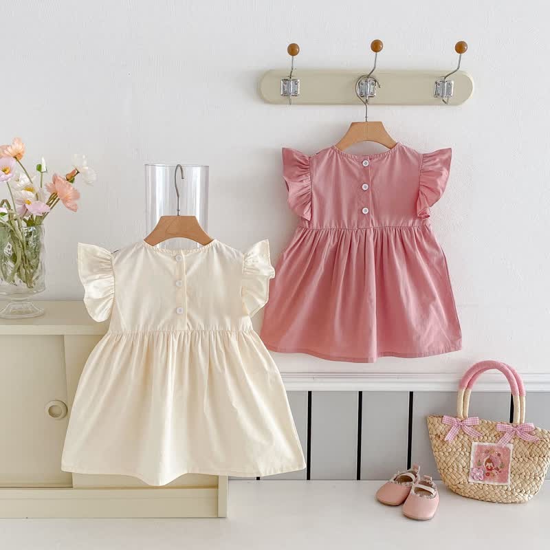 Toddler Embroidered Strawberry Ruffle Sleeves Dress - image 5
