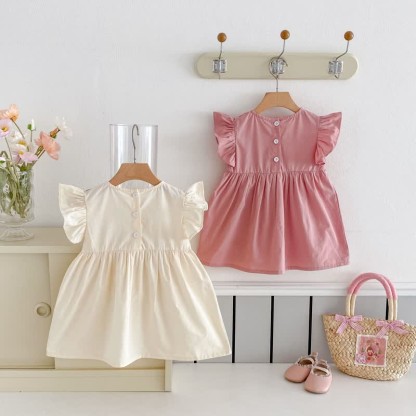 Toddler Embroidered Strawberry Ruffle Sleeves Dress - image 5