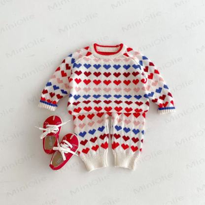 Baby Toddler Knit Colorful Heart Sweater & Pants - image 4