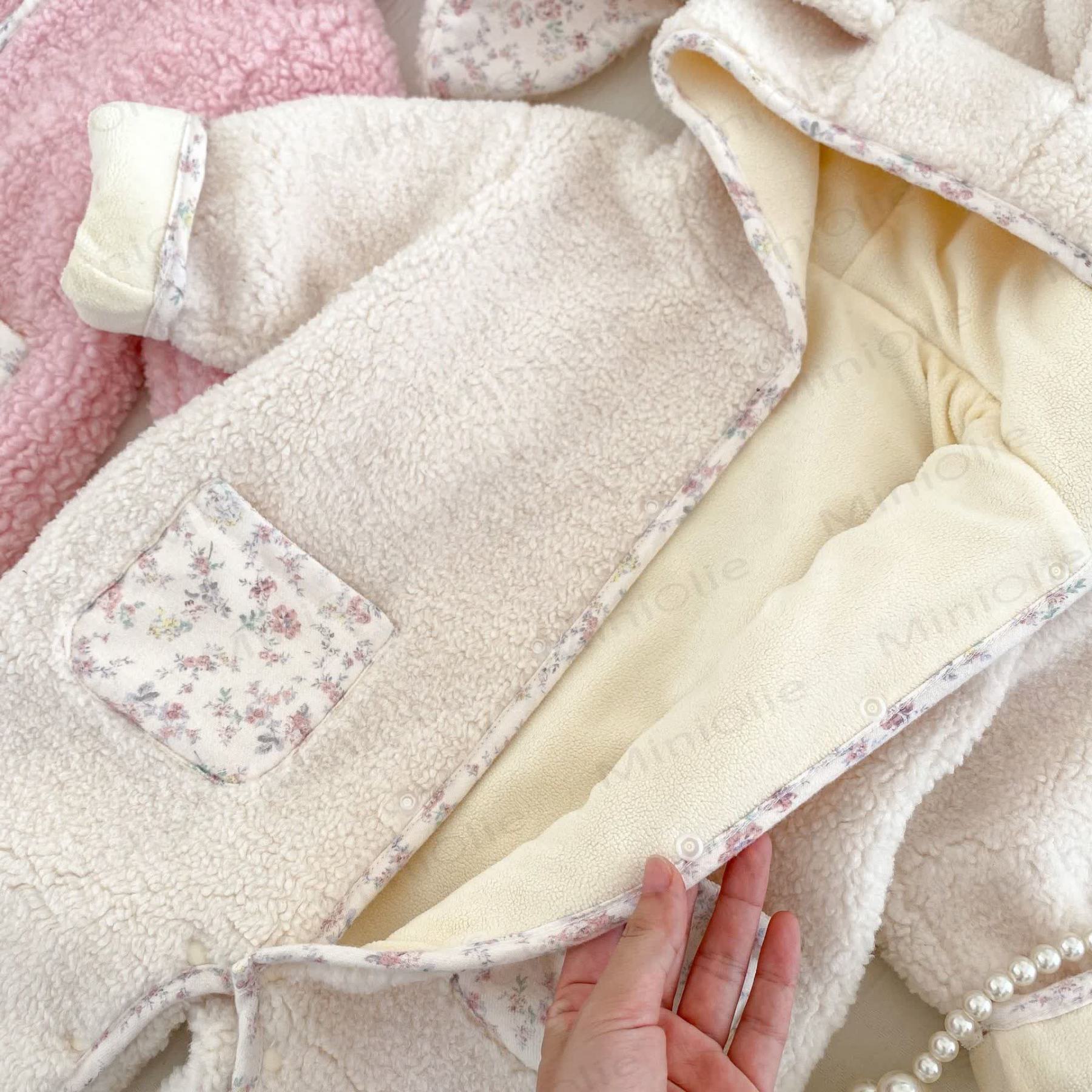 Baby Floral Bunny Ear Hooded Romper - image 12