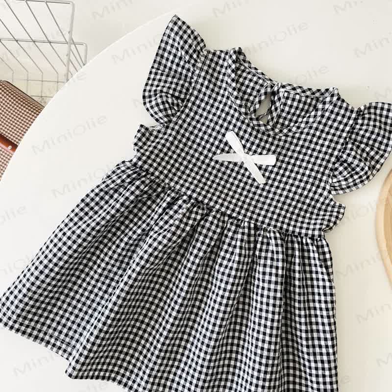 Baby Lovely Bow Plaid Ruffled Dress - image 18