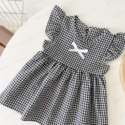 Baby Lovely Bow Plaid Ruffled Dress - image 18