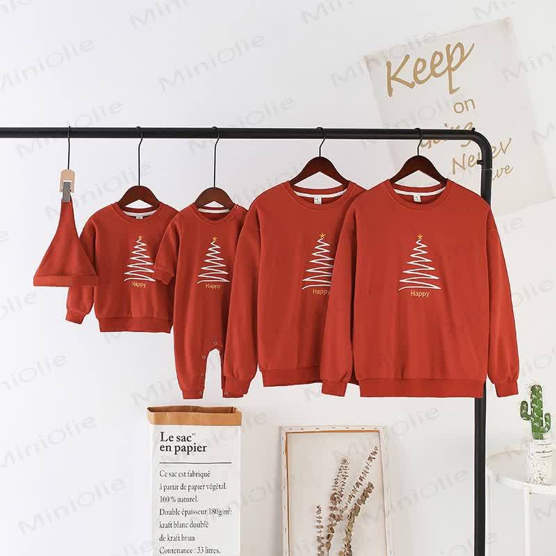 HAPPY Family Matching Christmas Tree Sweatshirt - Brick Red - Adult: 3XL - image 9