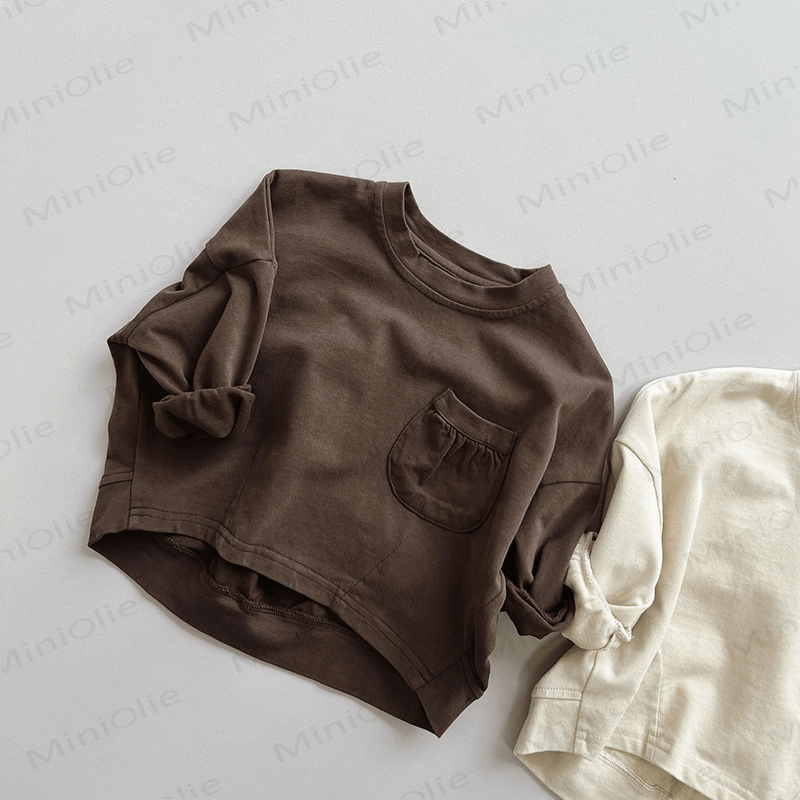 Baby Toddler Solid Color Pocket T-Shirt - Coffee - 8Y - image 3