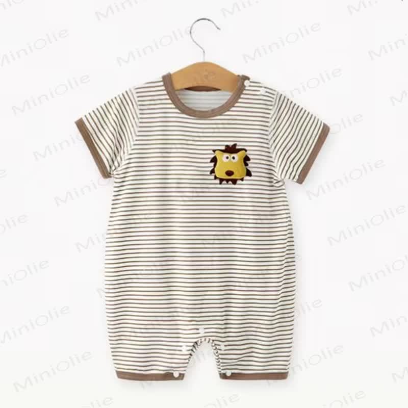 Baby Animal/Bowknot Striped Romper - Brown - 18-24M - image 3