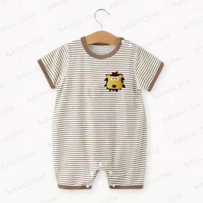 Baby Animal/Bowknot Striped Romper - Brown - 18-24M - image 3