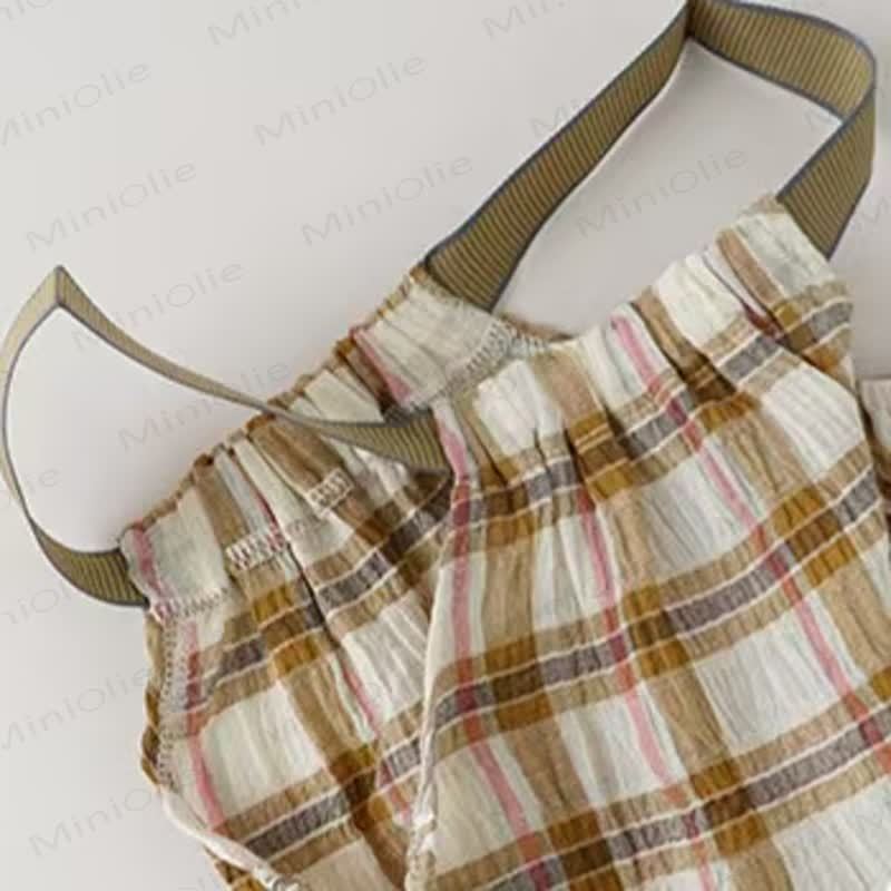 Baby Plaid Suspender Romper - image 6
