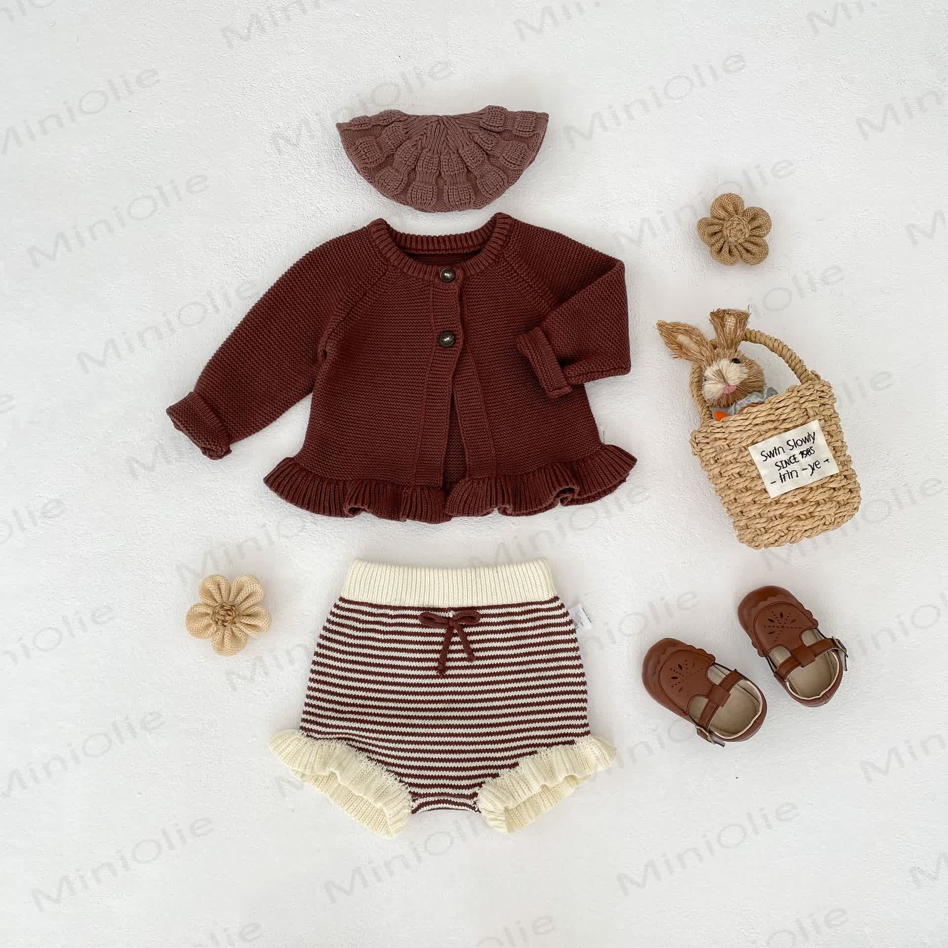 Baby Ruffled Cardigan/Striped Shorts - image 6