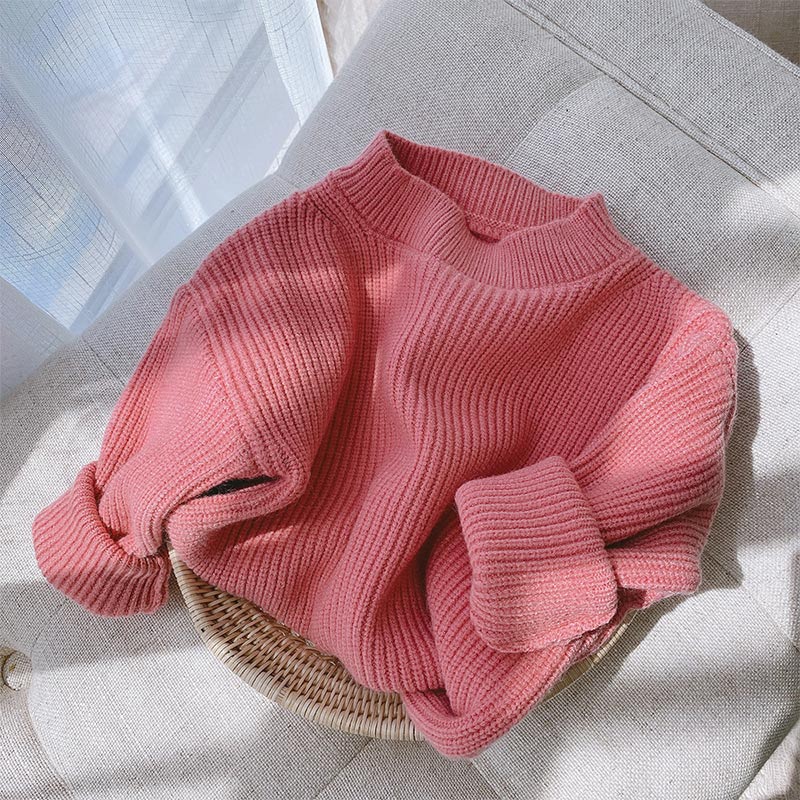 Baby Toddler Solid Color Loose Sweater - Brick Red - 7-9T - image 1