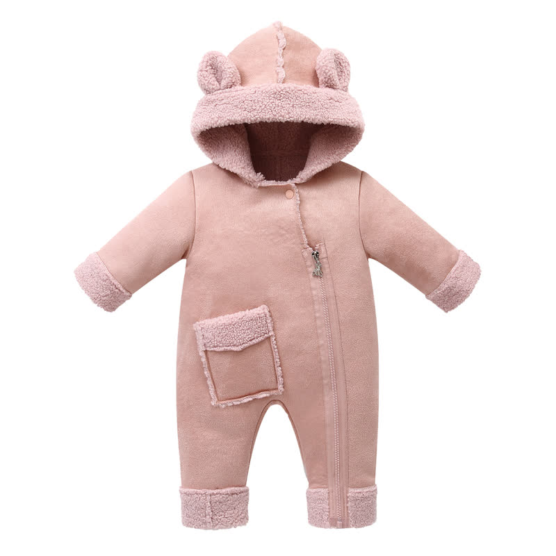 Baby Warm Fleece Romper - Pink - 18-24M - image 3