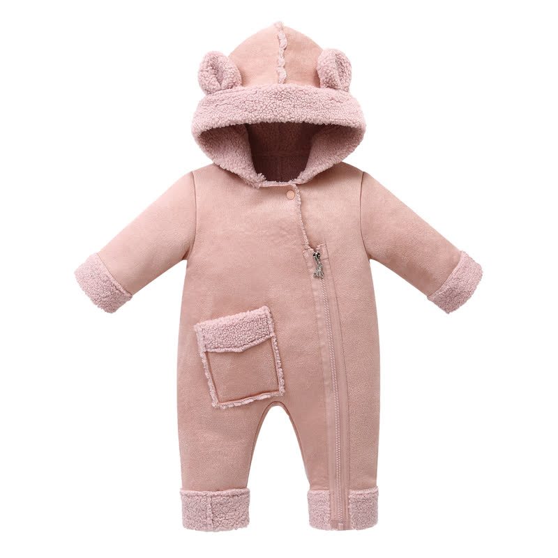 Baby Warm Fleece Romper - Pink - 18-24M - image 3