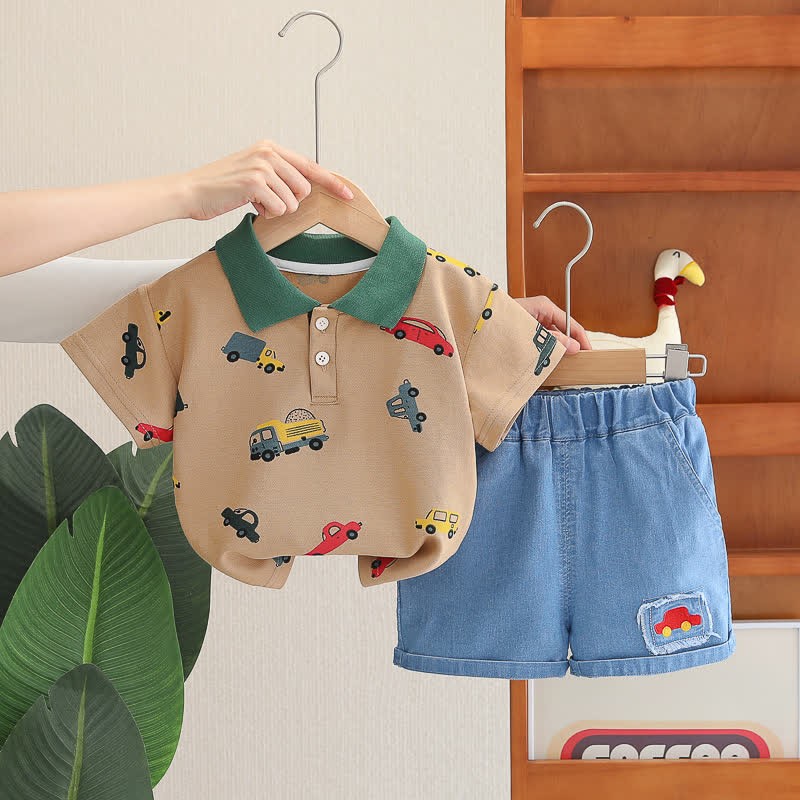 Baby 2-Piece Polo Vehicle Denim Set - Brown - 3-5T - image 22