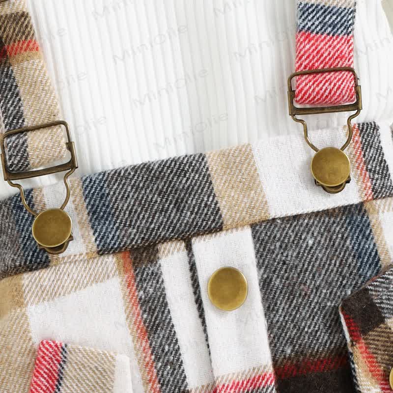 Baby Black White Plaid Suspender Skirt 2-piece Set - image 11