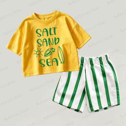 SALT SAND SEA Baby Yellow&Green Top and Striped Shorts 2-piece Set - Yellow&Green - 2-3T - image 1