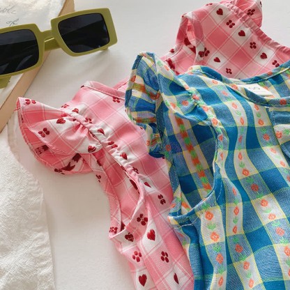 Toddler Heart Flower Plaid Ruffled Dress - image 9