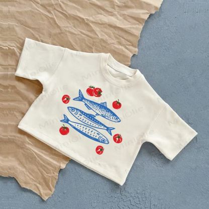 Baby Sardines and Tomatoes White T-Shirt - White - 2-3T - image 1