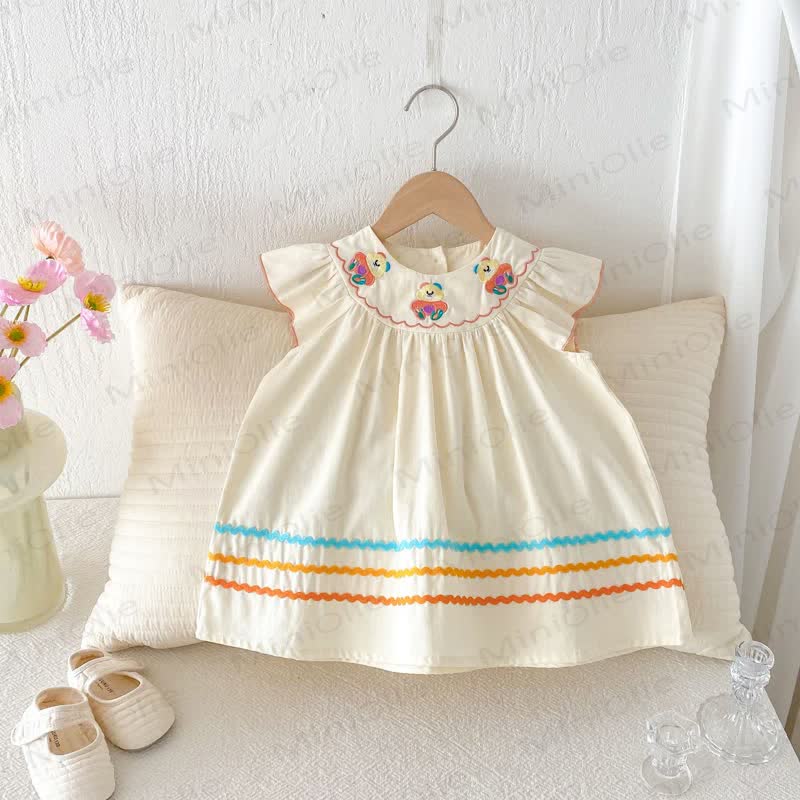 Toddler Embroidered Bear Ruffle Sleeves Dress - image 22
