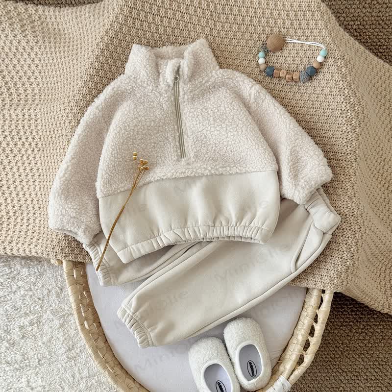 Baby Girls Beige 2-piece Fleece Set - image 3