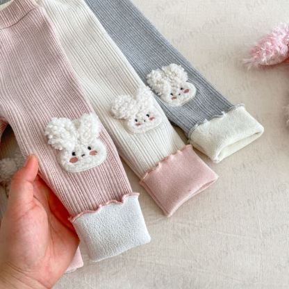 Baby Toddler Girl Rabbit Solid Color Quilted Leggings - image 9