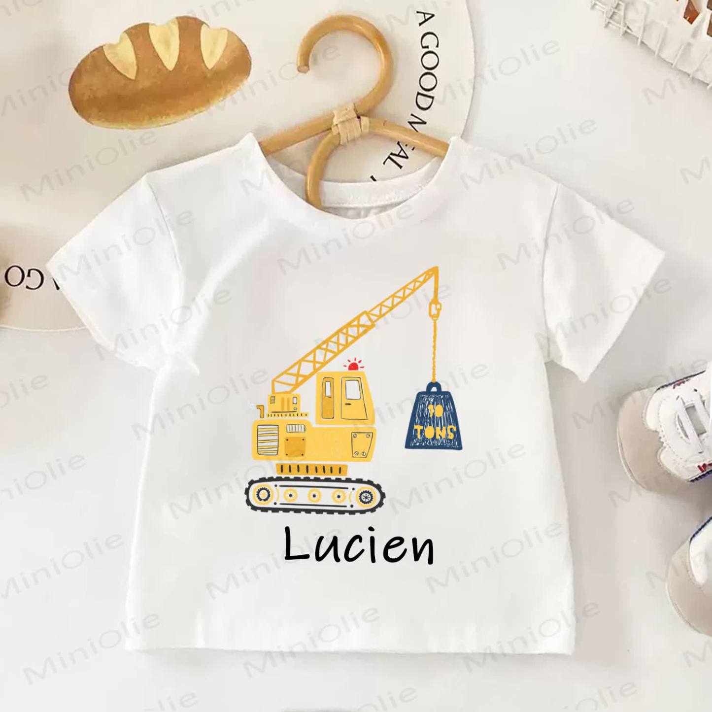 Personalized Excavator Name Customization Kid White T-shirt - White - 10-11T - image 1