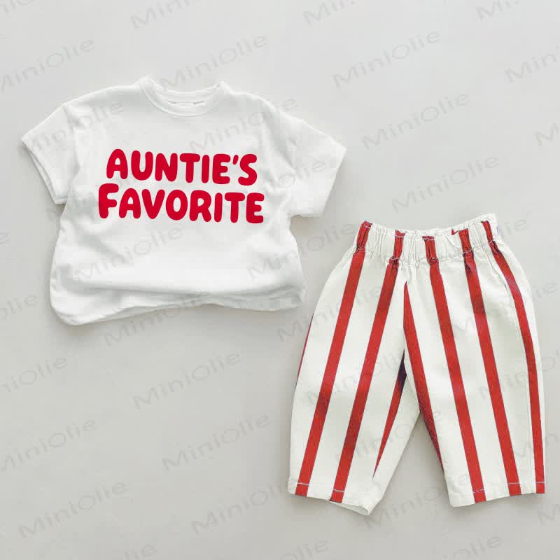 AUNTIE'S FAVORITE Baby Red Vertical Striped 2-piece Set - White&Red - 2-3T - image 1