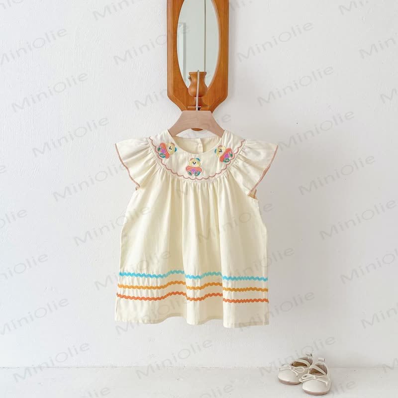 Toddler Embroidered Bear Ruffle Sleeves Dress - image 24