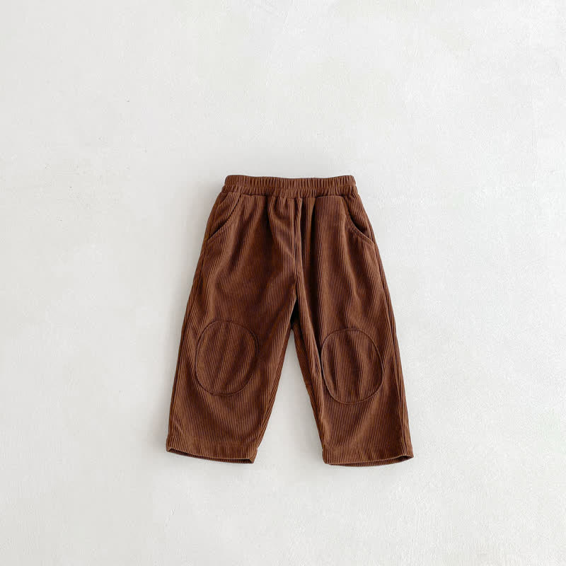 Toddler Solid Color Patch Corduroy Pants - Brown - 8Y - image 17