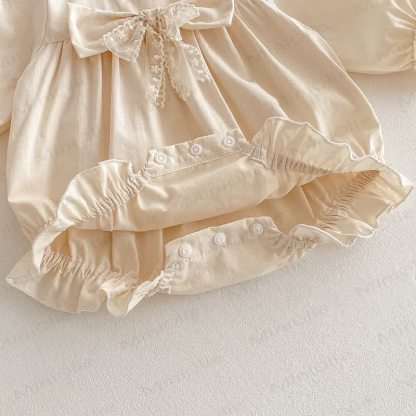Baby Toddler Solid Color Bow Dress/Bodysuit - image 12