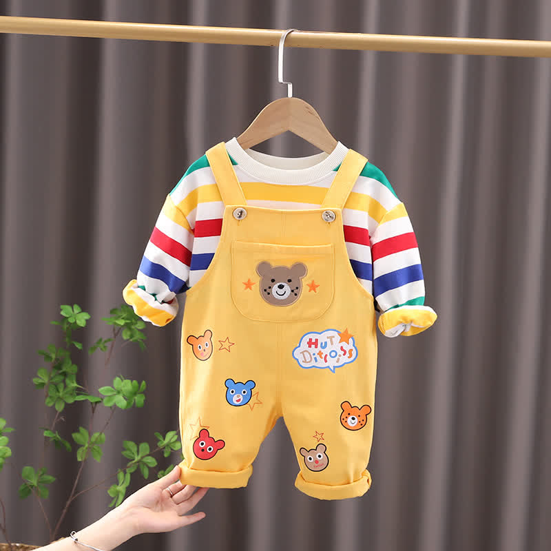 Baby 2-Piece Colorful Bear Lovely Overalls Set - Yellow - 2-3T - image 7