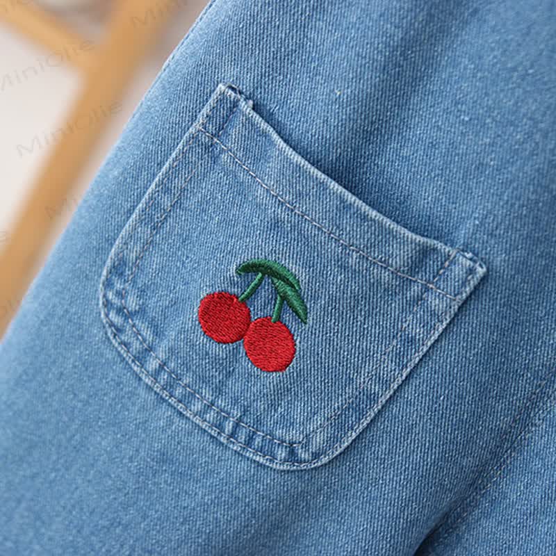 Toddler Double Pocket Fruit Denim Overalls - image 8