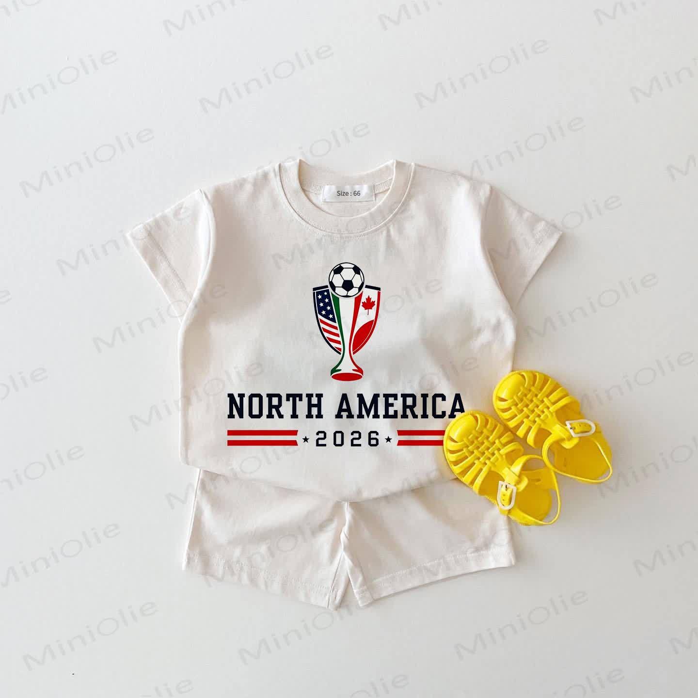 NORTH AMERICA 2026 Baby Football World Cup White Tee and Shorts 2-piece Set - White - 18-24M - image 1