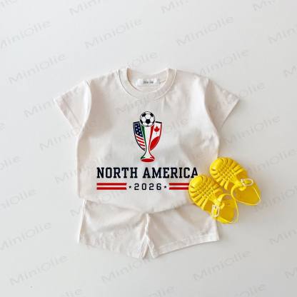 NORTH AMERICA 2026 Baby Football World Cup White Tee and Shorts 2-piece Set - White - 18-24M - image 1