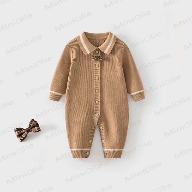  Baby Gentleman's Collar Knitted Romper - Khaki - 18-24M - image 5