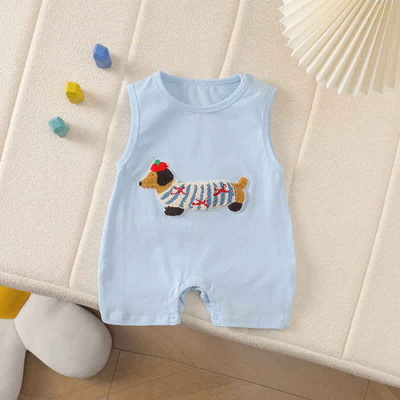 Baby Dachshund Patch Sleeveless Romper - Blue - 2-3T - image 8