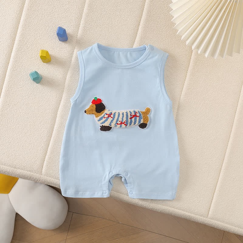 Baby Dachshund Patch Sleeveless Romper - Blue - 2-3T - image 8