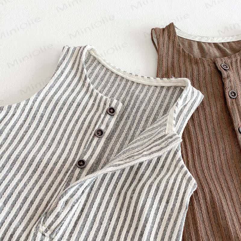 Baby Sleeveless Vertical Stripe Romper  - image 4
