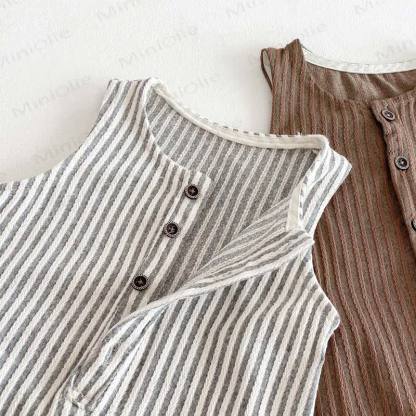 Baby Sleeveless Vertical Stripe Romper  - image 4