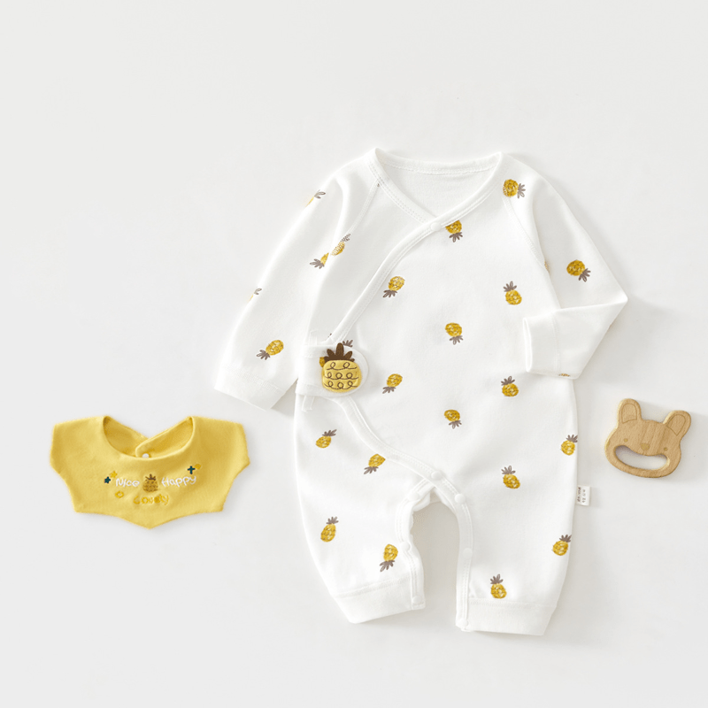 NICE HAPPY LOVELY Baby Fruits Kimono Romper with Bib - Yellow - 12-18M - image 13
