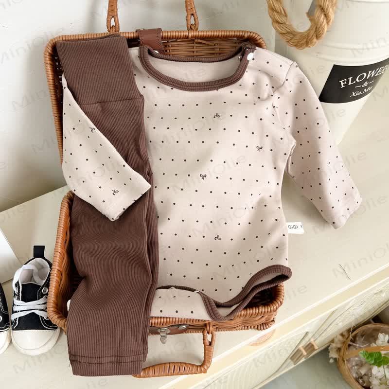 Baby Dog/Brown Dot Bow Bodysuit & Leggings - image 4