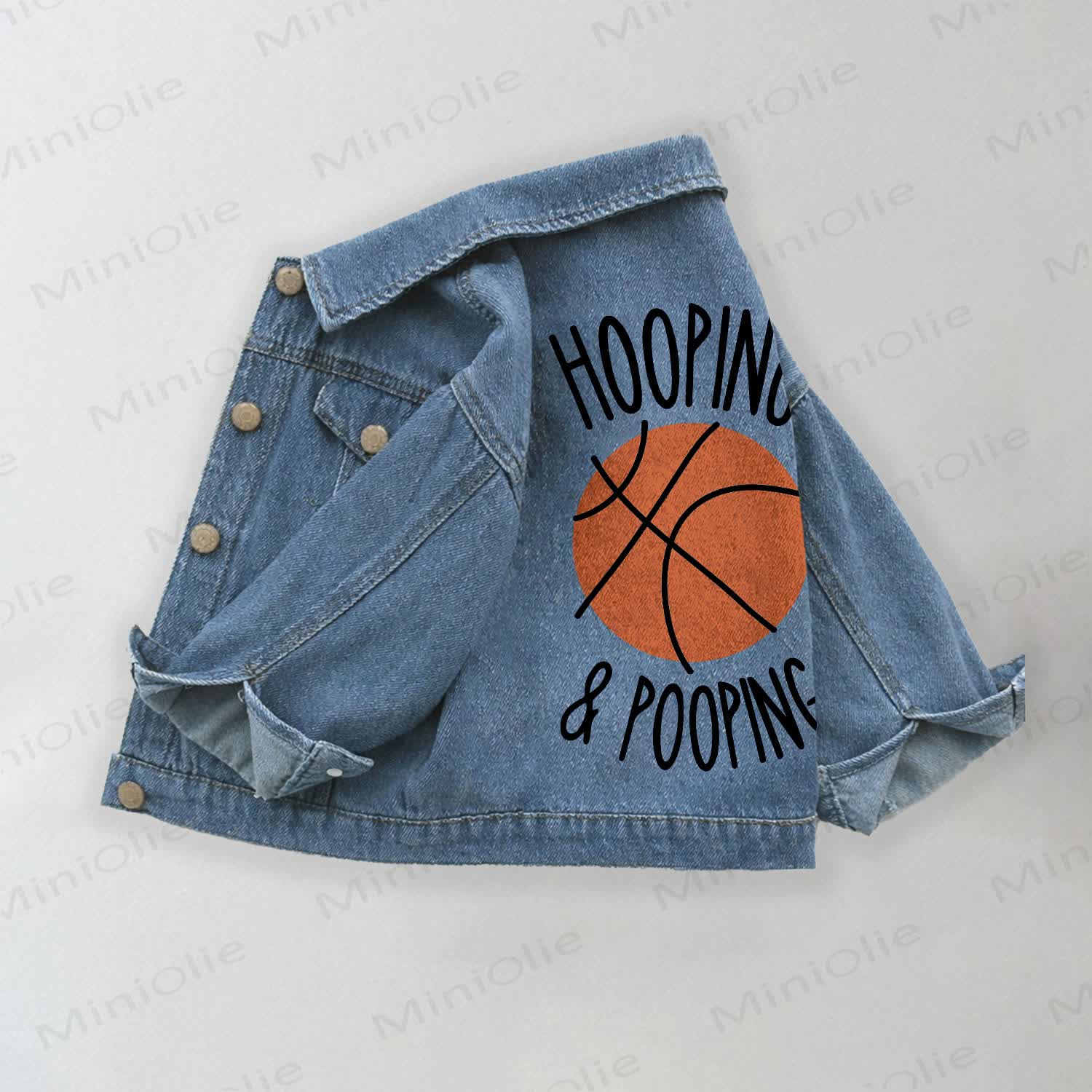 HOOPING&POOPING Toddler Kid Basketball Print Denim Jacket - Blue - 10-11T - image 1