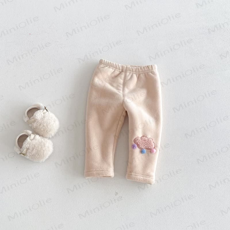 Baby Toddler Girl Clouds Fleece Lined Jogger Pants - Beige - 5-7T - image 8