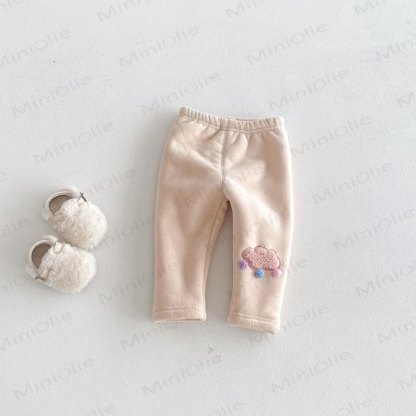 Baby Toddler Girl Clouds Fleece Lined Jogger Pants - Beige - 5-7T - image 8