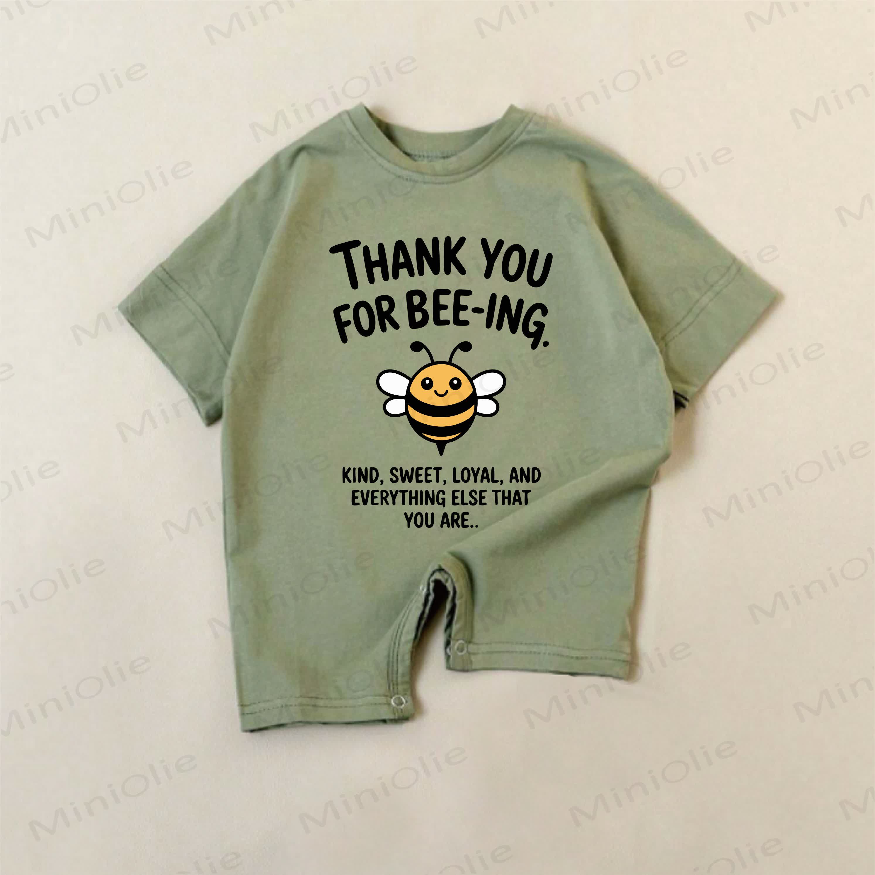 THANK YOU FOR BEE-ING KIND, SWEET, LOYAL, AND EVERYTHING ELSE THAT YOU ARE Baby Green Bee Print Romper - Green - 18-24M - image 1