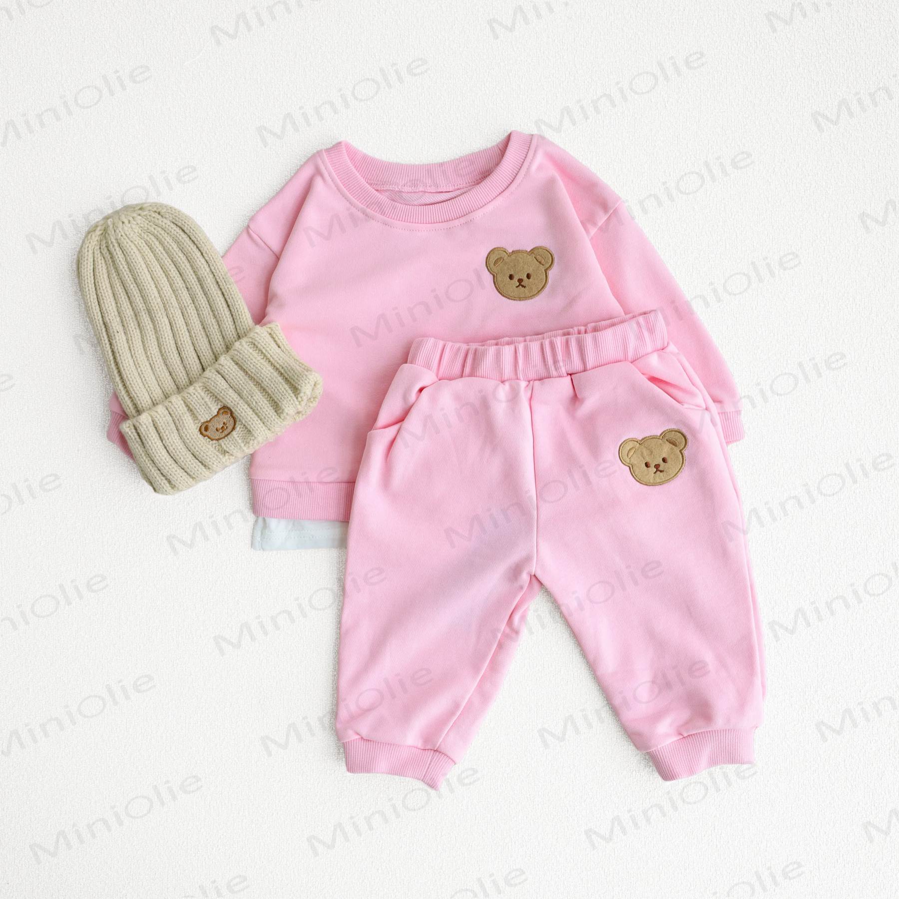 Baby Toddler Cute Bear Sweatshirt & Pants Set - Pink - 5-7T - image 6