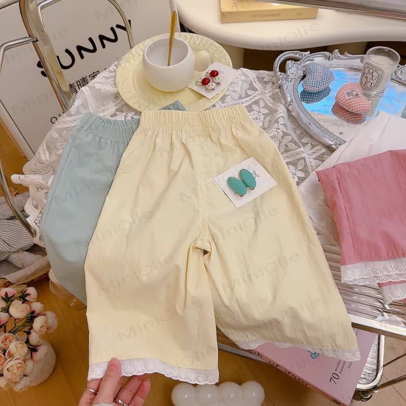 Toddler Girl Lace Casual Essential Pants - Yellow - 12-13T - image 7