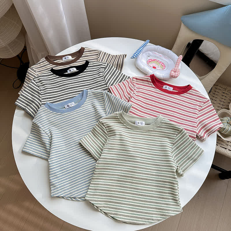Kids Contrast Color Striped Base Layer T-Shirt - image 3