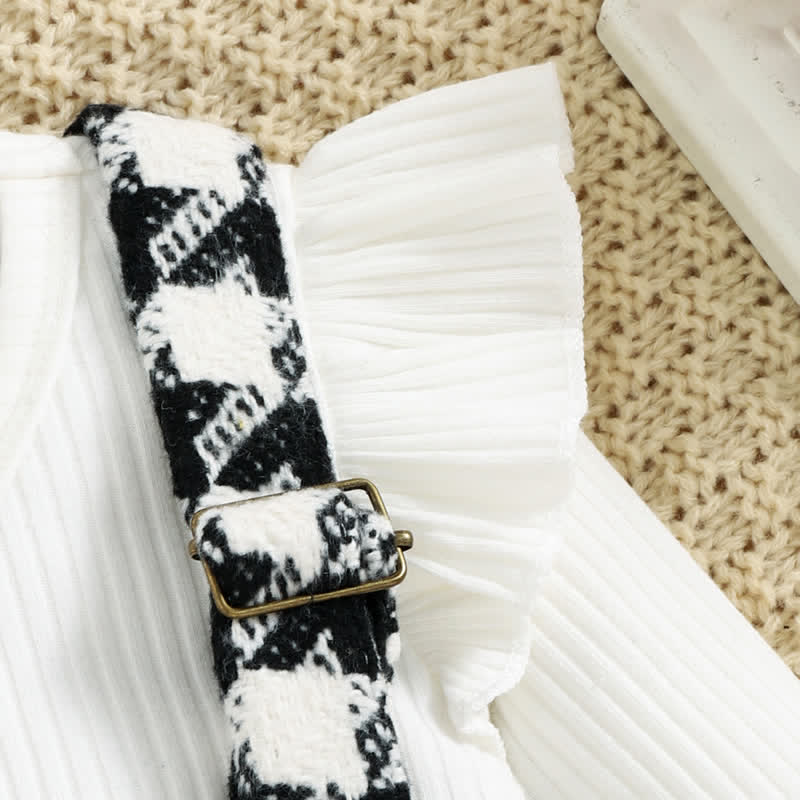 Baby Black White Plaid Suspender Skirt 2-piece Set - image 5