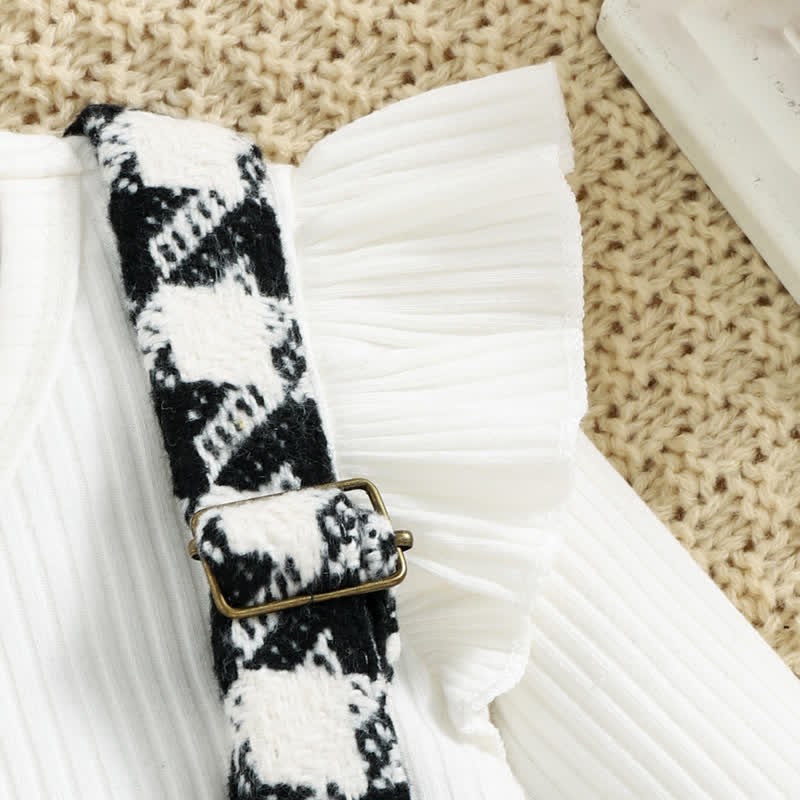 Baby Black White Plaid Suspender Skirt 2-piece Set - image 5